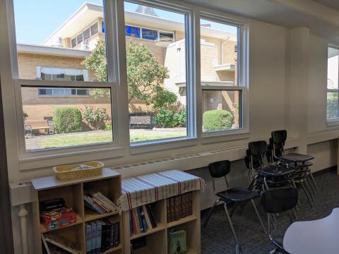 Classroom 4 window to courtyard